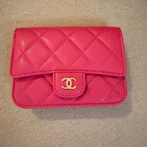 CHANEL Fuchsia Quilted Leather Wallet